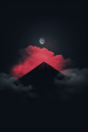 Majestic rocky mountain summit shrouded in morning clouds during breathtaking sunriseの素材