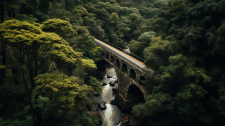 Aerial view of river bridge showcasing engineering feat infrastructure and aerial perspectivesの素材