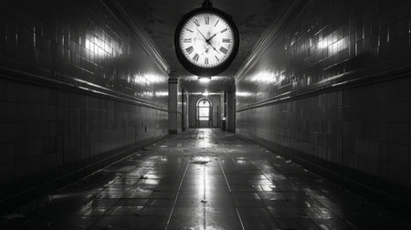loneliness and time, the ticking clock echoes in the empty halls, a constant reminder of passing time and lonelinessの素材