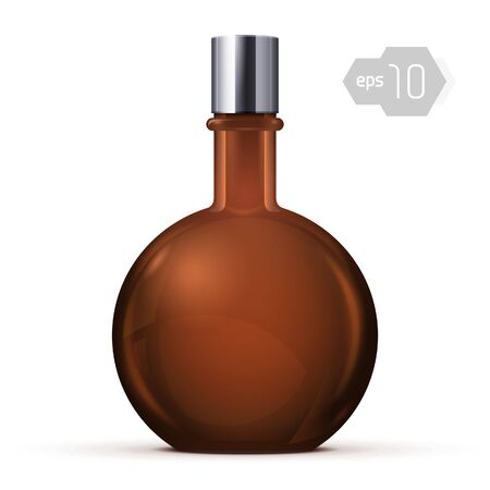Brown Glass Round Alcohol Bottle Or Perfume Bottleのイラスト素材
