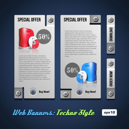 Techno Style Banner Setのイラスト素材