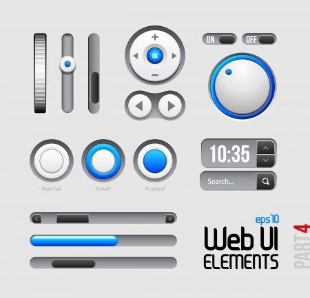 Web UI Elements Design Gray Blue: Part 4のイラスト素材
