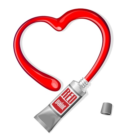 Red Heart From Paint Tube Valentine s Day Background のイラスト素材