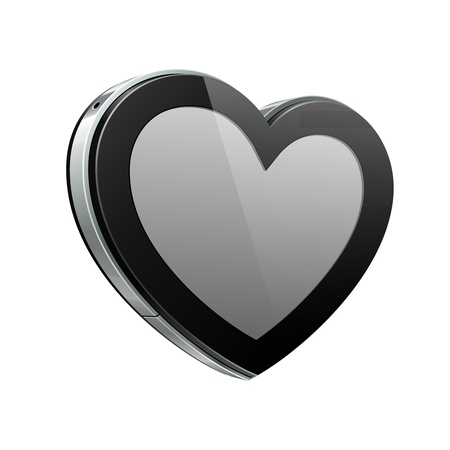 Black Heart Like Glossy Pad Or Mobile Phone Talk Cloud On White Background  Futuristic Device Abstract Technology Banner  Web Design Elements  Valentine s Day Illustration Postcard  Vectorのイラスト素材