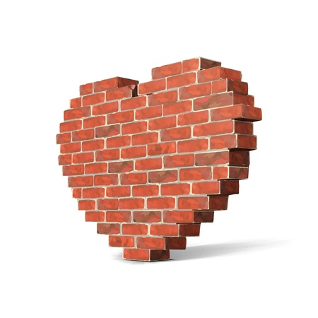 Valentine s Day Brick Wall Like Heart Isolated On White Background  Vectorのイラスト素材