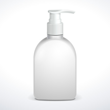Gel, Foam Or Liquid Soap Dispenser Pump Plastic Bottle White  Ready For Your Design  Product Packing Vector EPS10 のイラスト素材