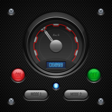 Carbon UI Application Software Controls Set  Switch, Button, Lamp, Car, Auto, Speedometr, Tachometer, Indicator, Detector, LED  Web Design Elements  Vector User Interface EPS10 のイラスト素材