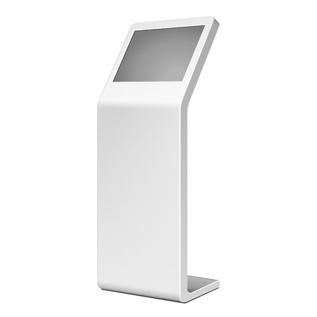 3D Outdoor White Metal Advertising Stand On White Background. Illustration Isolated On White Background. Vector EPS10のイラスト素材