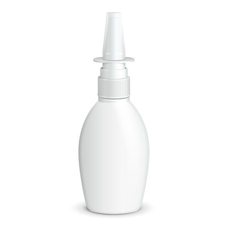 Spray Medical Nasal Antiseptic Drugs Plastic Bottle White. Ready For Your Design. のイラスト素材