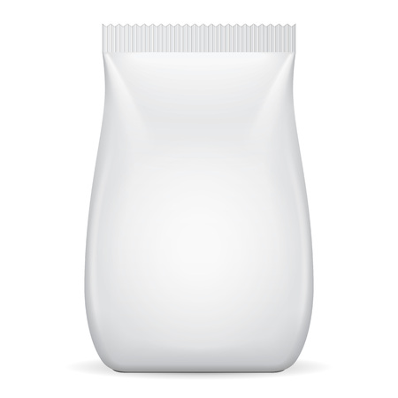 Blank Food Flexible Pouch Sachet Bag. Mock Up, Template. Illustration Isolated On White Background. Ready For Your Design. Product Packaging. Vector EPS10のイラスト素材