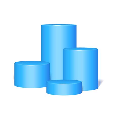 Blue Round Stage Podium Isolated on White Background. 3d Pedestal.のイラスト素材