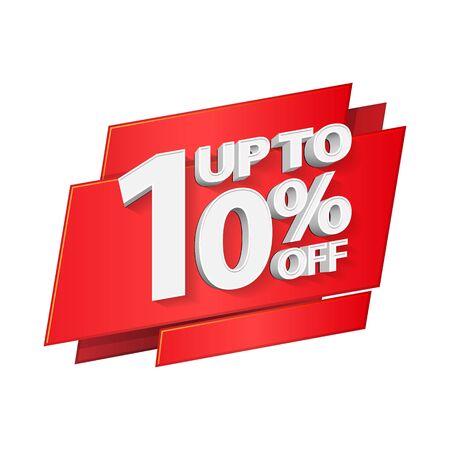Up To 10 Off Special Offer 3D Red Digits Banner, Template Ten Percent. Sale, Discount. Grayscale, Gray, Glossy Numbers. Illustration Isolated On White Background. Ready For Your Design.のイラスト素材