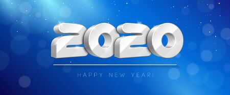 2020 Happy New Year Background, Card, Banner, Flyer Or Marry Christmas Themed Invitations. White Digits On Blue Background. Ready For Your Design. Vectorのイラスト素材