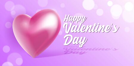 Valentines Day Banner 3D Heart . Red, White, Pink. Postcard, Love Message or Greeting Card. Place For Text. Ready For Your Design, Advertising. Vector Illustration.のイラスト素材