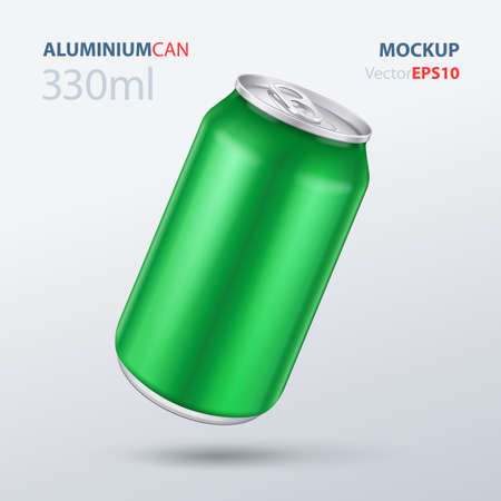 Mockup Red Green Aluminum Beverage Drink Can 500ml, 0,5L. Beer, Soda, Lemonade, Juice, Energy. Mock Up Template Ready For Your Design. Isolated On White Background. Product Packing.のイラスト素材