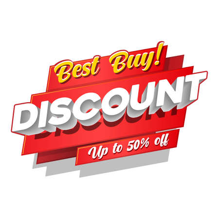 Discount Best Buy Product Up To 50 Off 3D Red Digits Banner, Template Fifty Percent. Sale, Discount. Grayscale, White Numbers. Illustration Isolated On White Background.のイラスト素材