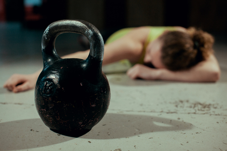 rest after training with weight in the gymの写真素材