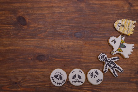 Cookies in the form of funny Halloween ghostsの写真素材