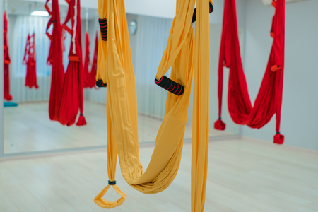 Fly Yoga. The concept of a healthy lifestyle. Yoga Classesの写真素材