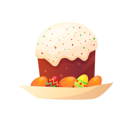 Easter cake cartoon vector illustrationのイラスト素材