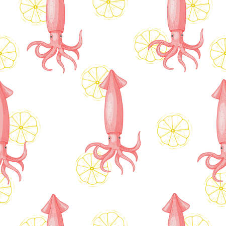 Sea food color seamless patternのイラスト素材