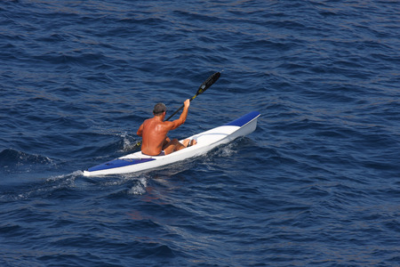 SPAIN, MALLORCA  - JULY 25, 2008. Rower.のeditorial素材