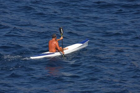 SPAIN, MALLORCA  - JULY 25, 2008. Rower.のeditorial素材