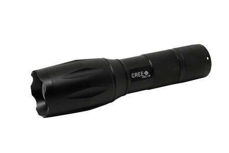 MOSCOW, RUSSIA-JUNE 10, 2016. Flashlight Cree isolated on whiteのeditorial素材