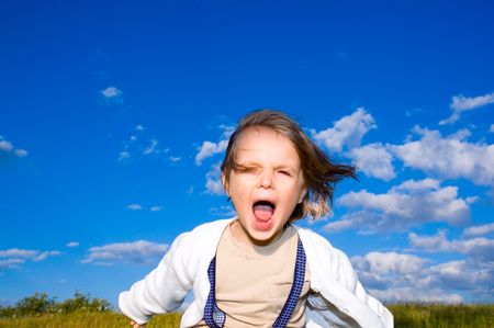 child in the meadowの写真素材