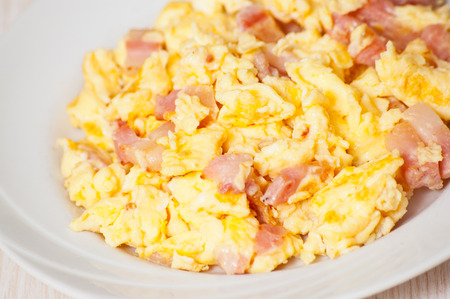 scrambled eggs with ham and cheeseの写真素材