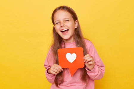 Recommending viral content to followers. Following a popular vlog on the web. Laughing little girl...