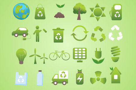 No plastic, green, zero waste concept. Reuse, trash, recycling, ecological lifestyle. set of environmental icons, protecting the earth from global warming. vector illustrationのイラスト素材