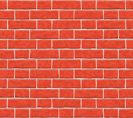 BRICK WALL RED seamless pattern background. Red, orange brick wall vector texture pattern illustration. Horizontal seamless brick texture background.のイラスト素材