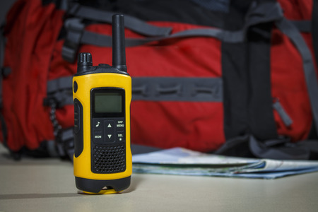 Tourist set: map, bag and walkie-talkieの写真素材