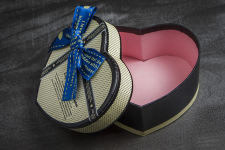 An empty heart shaped gift box