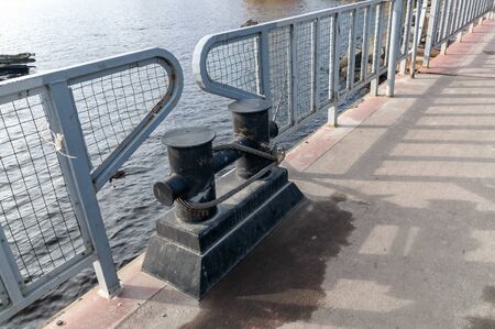 mooring bollard for small boats on a pontoon bridge