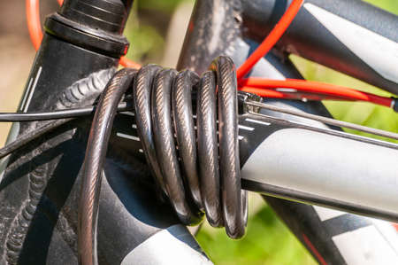 close-up of Bicycle lock from bike theftの写真素材