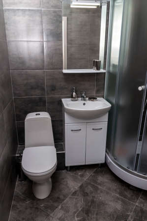 new white toilet bowl. minimalist bathroom interior