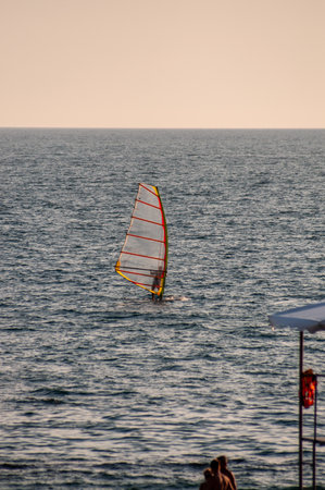 Windsurfer on Black sea in summer day.の写真素材