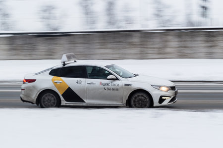 Yandex taxi car. Motion blurのeditorial素材