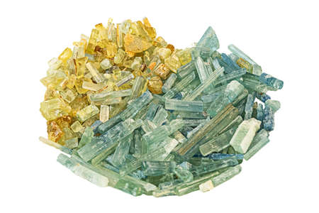 beryl isolated on a white background. aquamaries and heliodors. High quality photo