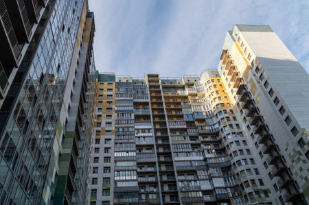 facade of a modern residential building. High quality photoの写真素材