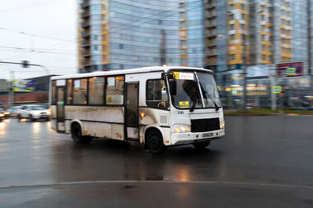 russian public bus in motion blurのeditorial素材