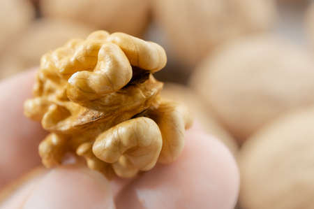 Close-up of peeled walnut