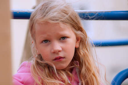portrait of a girl on the playgroundの写真素材