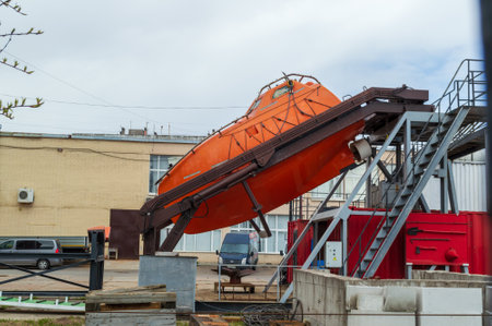 Saint Petersburg, Russia - 1 May 2022. bathyscaphe in a special area for winter parkingのeditorial素材