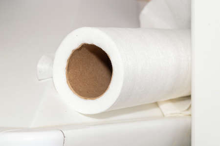 white microfiber cloth for cleaning in roll.の写真素材