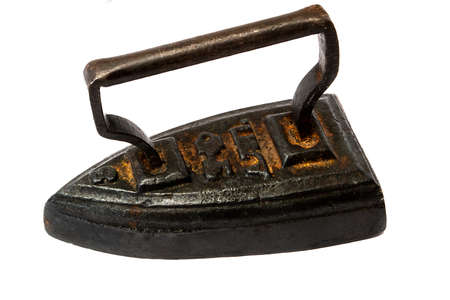 vintage iron isolated on white backgroundの写真素材