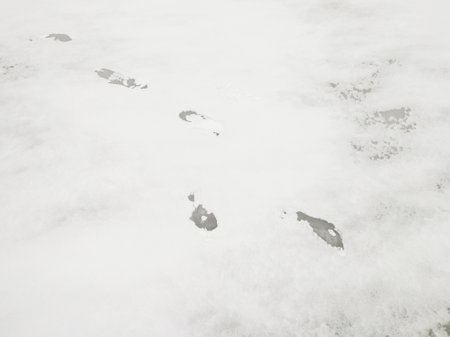 abstract background with footprints in the snowの写真素材