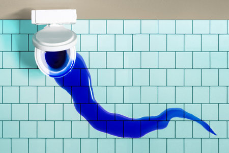 Conceptual image with leaking toilet. top viewの写真素材
